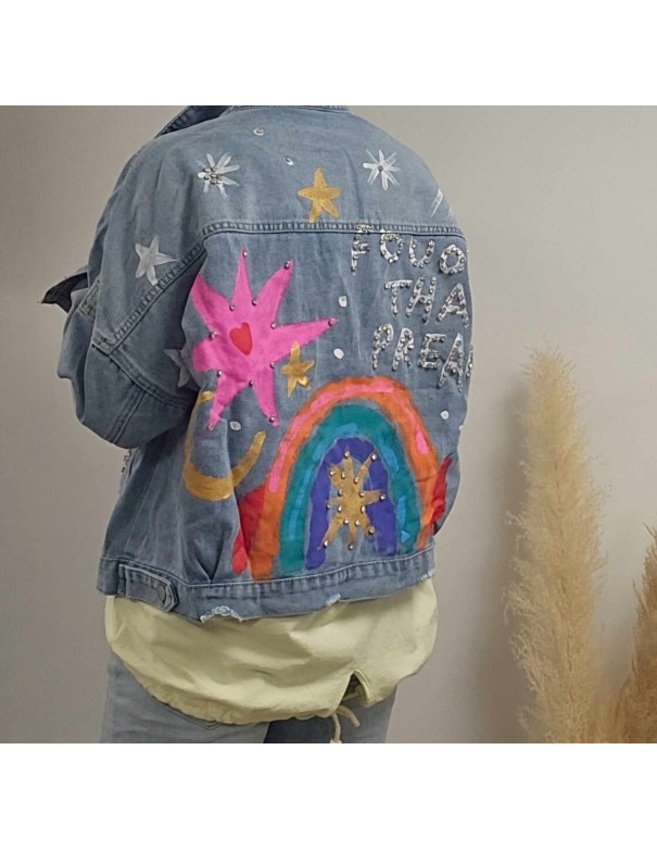 veste jean tag coloré